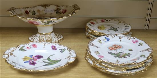 A Victorian Ridgway eleven piece part dessert service (some pieces a.f.)